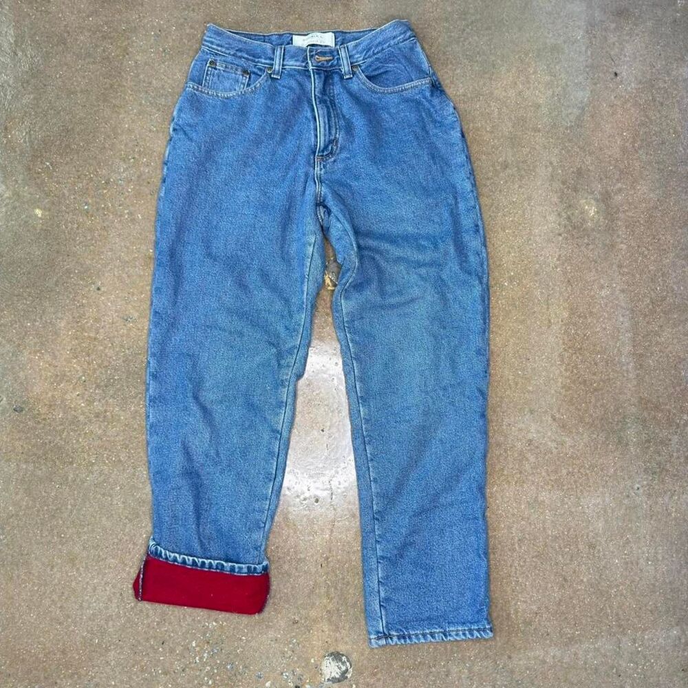 LL Bean Flannel Lined Jeans Womens 8 Relaxed Fit Blue Denim Warm Winter Pants